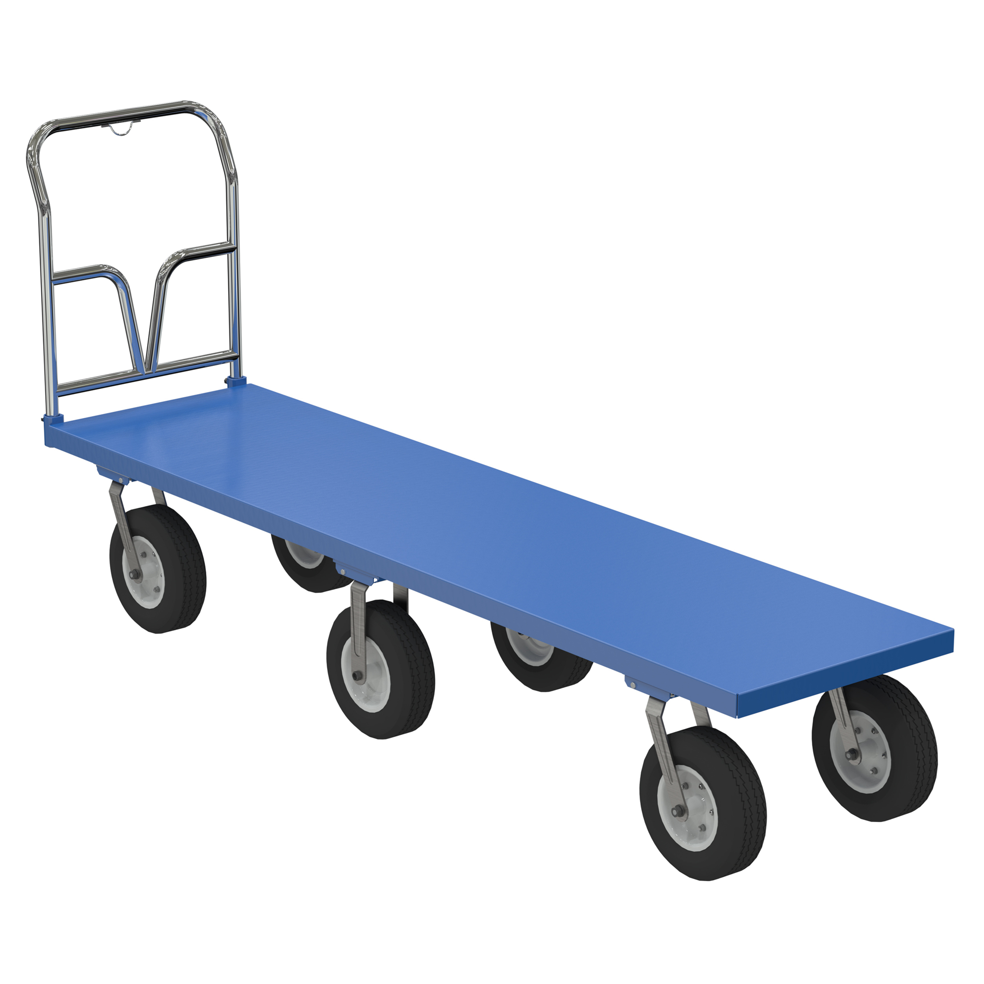 Vestil Steel Pneumatic Tire Platform Cart — 100.5in. x 24in. x 46.31in., 1,500-Lb. Capacity, Blue, Model# PNU-2496